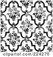 Royalty Free RF Clipart Illustration Of A Black And White Floral Pattern Background 15