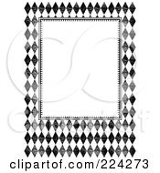 Poster, Art Print Of Black And White Distressed Diamond Invitation Template With Copyspace - 2