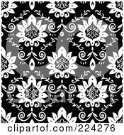 Poster, Art Print Of Black And White Floral Pattern Background - 14