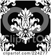 Royalty Free RF Clipart Illustration Of A Black And White Floral Pattern Background 17