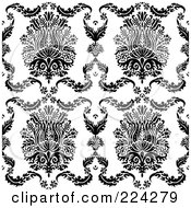 Royalty Free RF Clipart Illustration Of A Black And White Floral Pattern Background 6