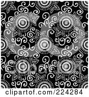 Poster, Art Print Of Black And White Floral Pattern Background - 10