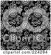 Royalty Free RF Clipart Illustration Of A Black And White Floral Pattern Background 10