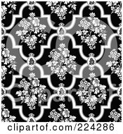 Royalty Free RF Clipart Illustration Of A Black And White Floral Pattern Background 18