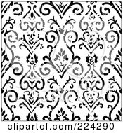 Royalty Free RF Clipart Illustration Of A Black And White Floral Pattern Background 24