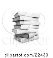 Poster, Art Print Of Pile Of Stacked White Library Books Slightly Off Balance