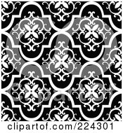 Royalty Free RF Clipart Illustration Of A Black And White Floral Pattern Background 3