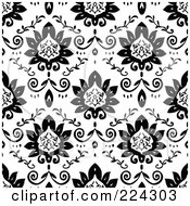 Poster, Art Print Of Black And White Floral Pattern Background - 13