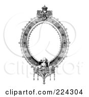 Poster, Art Print Of Black And White Ornate Oval Frame