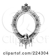 Royalty Free RF Clipart Illustration Of A Black And White Ornate Oval Frame