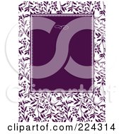 Poster, Art Print Of Purple Ivy Pattern Frame Around Purple Copyspace On An Invitation Template