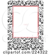 Poster, Art Print Of Black And White Ivy Pattern Frame Around Copyspace On An Invitation Template