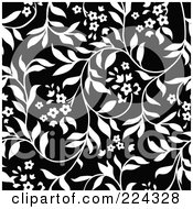 Royalty Free RF Clipart Illustration Of A Black And White Floral Pattern Background 8