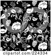 Poster, Art Print Of Black And White Grape Pattern Background - 1