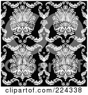 Royalty Free RF Clipart Illustration Of A Black And White Floral Pattern Background 11