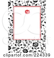 Poster, Art Print Of Invitation Template Of Black And White Roses Around White - 1