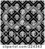 Poster, Art Print Of Black And White Floral Pattern Background - 1