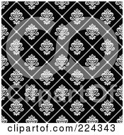Royalty Free RF Clipart Illustration Of A Black And White Floral Pattern Background 1