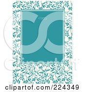 Poster, Art Print Of Turquoise Ivy Pattern Frame Around Turquoise Copyspace On An Invitation Template