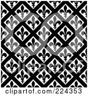Poster, Art Print Of Black And White Fleur De Lis Pattern Background - 1