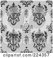 Royalty Free RF Clipart Illustration Of A Black And White Floral Pattern Background 9