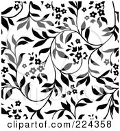 Royalty Free RF Clipart Illustration Of A Black And White Floral Pattern Background 4