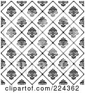 Royalty Free RF Clipart Illustration Of A Black And White Floral Pattern Background 16