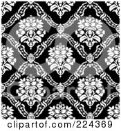 Royalty Free RF Clipart Illustration Of A Black And White Floral Pattern Background 20