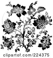 Royalty Free RF Clipart Illustration Of A Black And White Design Of Ornate Flowers 2