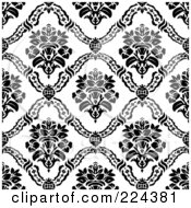 Royalty Free RF Clipart Illustration Of A Black And White Floral Pattern Background 22