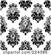 Poster, Art Print Of Black And White Floral Pattern Background - 23