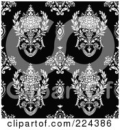 Royalty Free RF Clipart Illustration Of A Black And White Floral Pattern Background 19