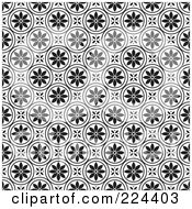 Royalty Free RF Clipart Illustration Of A Black And White Floral Pattern Background 21