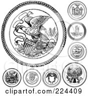 Royalty Free RF Clipart Illustration Of A Digital Collage Of Black And White Seals