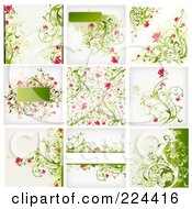 Poster, Art Print Of Digital Collage Of Grungy Floral Background Designs