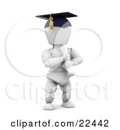 Clipart Illustration Of A Proud White Character School Graduate Wearing A Cap And Holding A Diploma
