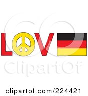 Poster, Art Print Of The Word Love With A Peace Symbol And Germany Flag