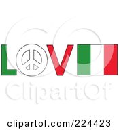 The Word Love With A Peace Symbol And Italy Flag