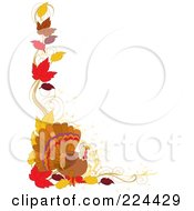 Poster, Art Print Of Thanskgiving Border Of Autumn Leaves And A Turkey Bird