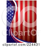 Poster, Art Print Of Vertical American Background Of A Wave Of Stars On Blue Dividing Red And White Stripes