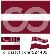 Poster, Art Print Of Digital Collage Of Flat Shaded And Waving Latvia Flags