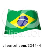 Royalty Free RF Clipart Illustration Of A Waving Brazil Flag by michaeltravers