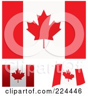 Digital Collage Of Flat Shaded And Waving Canada Flags