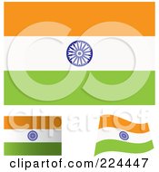 Royalty Free RF Clipart Illustration Of A Digital Collage Of Flat Shaded And Waving India Flags by michaeltravers