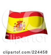 Waving Spanish Coat Of Arms Flag