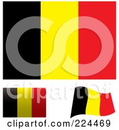 Poster, Art Print Of Digital Collage Of Flat Shaded And Waving Belgium Flags