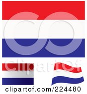 Digital Collage Of Flat Shaded And Waving Netherlands Flags
