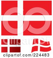 Poster, Art Print Of Digital Collage Of Flat Shaded And Waving Denmark Flags