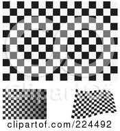 Poster, Art Print Of Digital Collage Of Flat Shaded And Waving Black And White Checkered Flags
