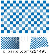 Poster, Art Print Of Digital Collage Of Flat Shaded And Waving Blue And White Checkered Flags